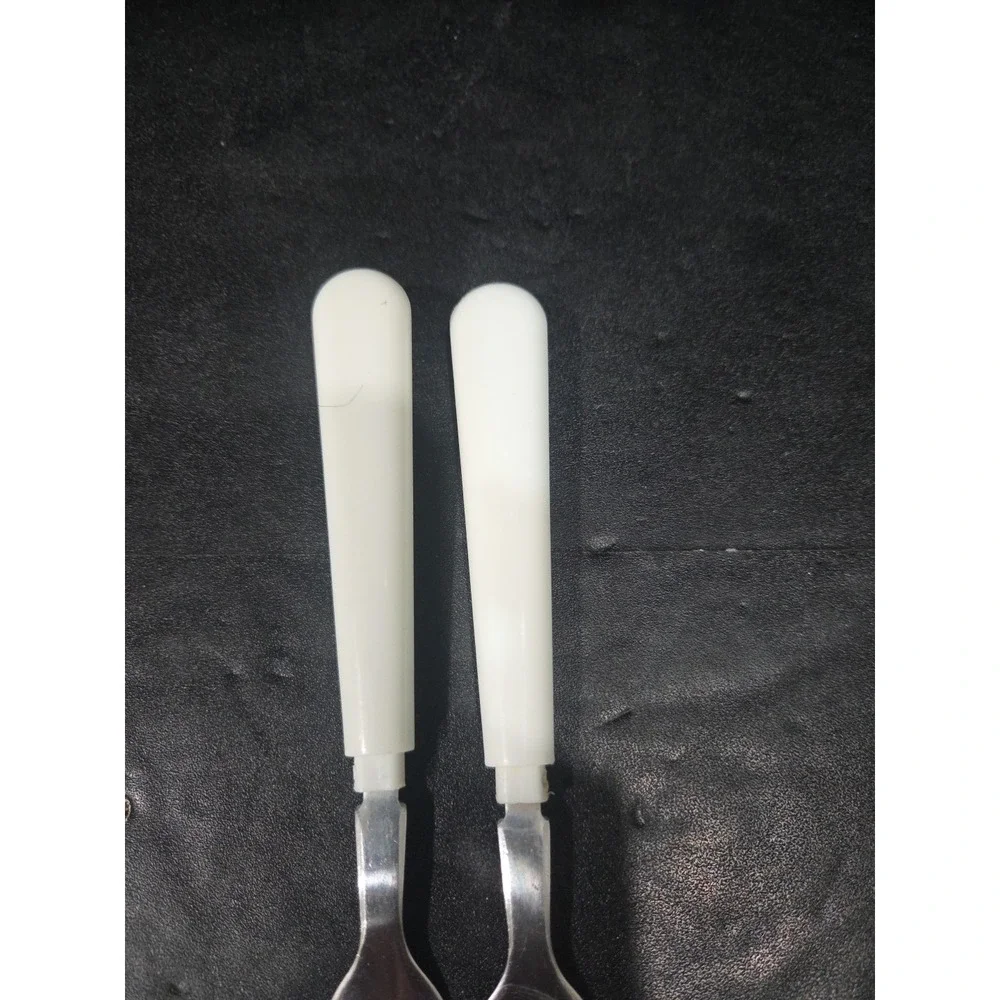 Corelle Plain White Salad Forks, Set Of 2, Vtg Dinner Forks, Collectible Corelle